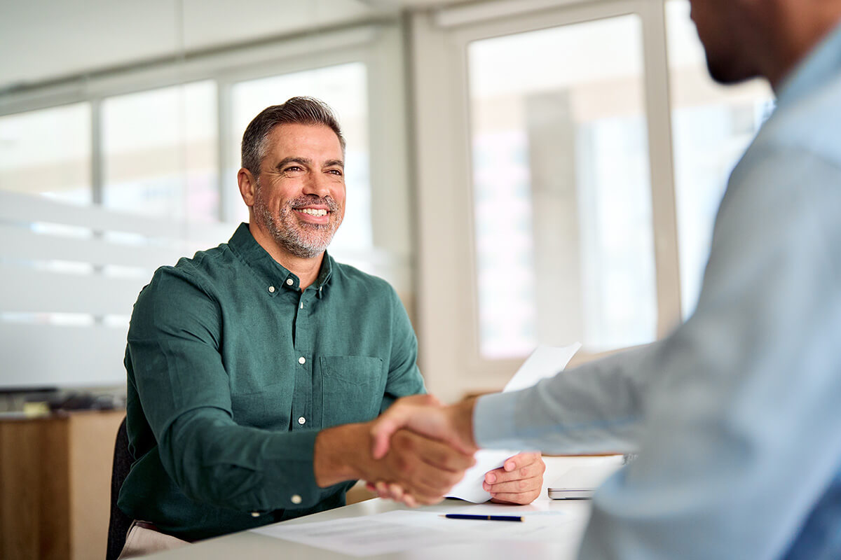 business man handshaking partner