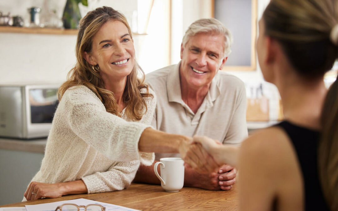 senior couple with lawyer